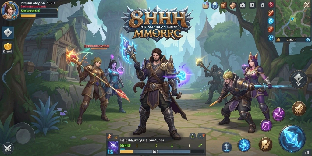 Gameplay seru dalam dunia luas 8HHH yang menarik.