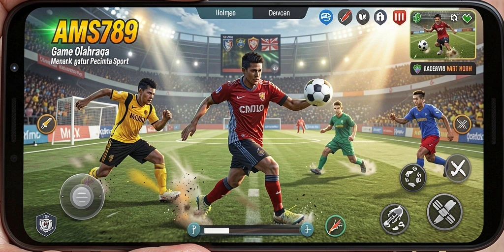 Tampilan gameplay seru dalam AMS789 dengan aksi olahraga yang mendebarkan.