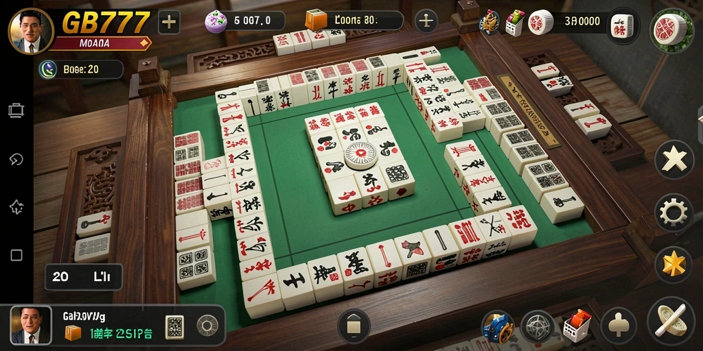 Screenshot menunjukkan gameplay seru di GB777 dengan ubin Mahjong.