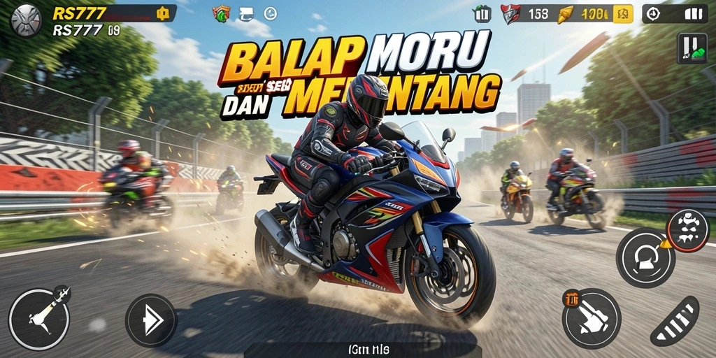 Tampilan gameplay RS777 yang mendebarkan di trek balap yang menantang.