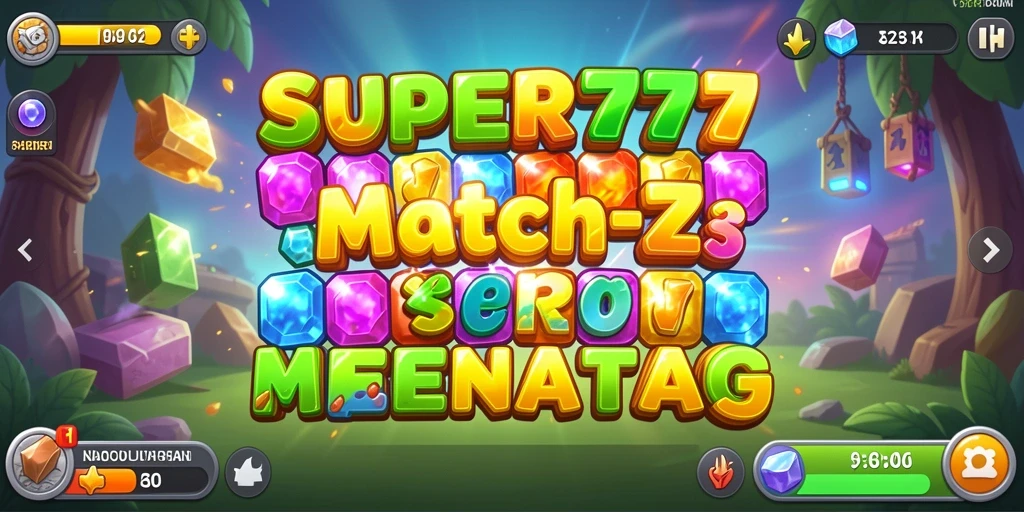 Tampilan gameplay SUPER777 yang seru dengan tantangan Match-3.